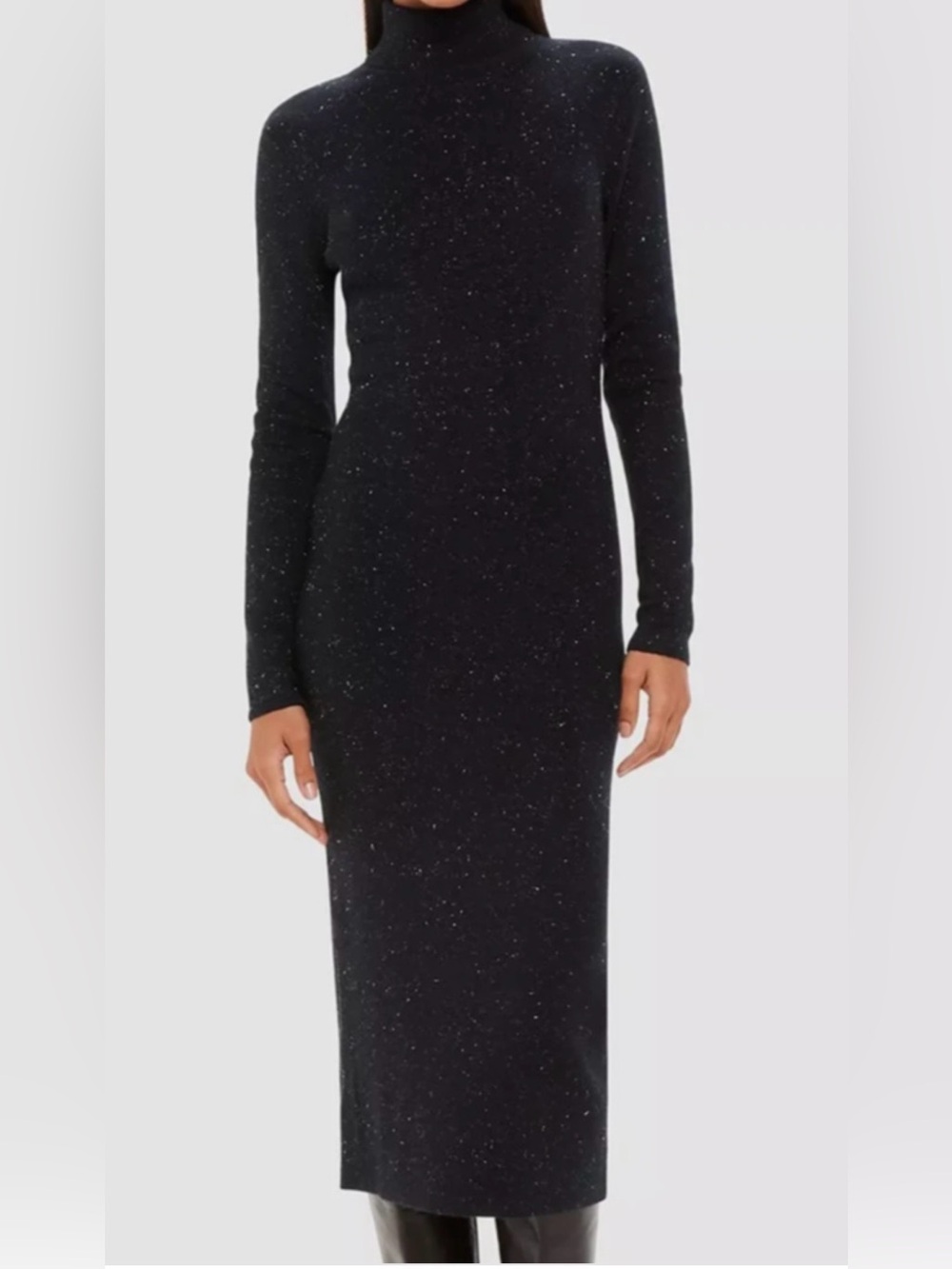 Long Sleeve Black Sparkle Knit Dress